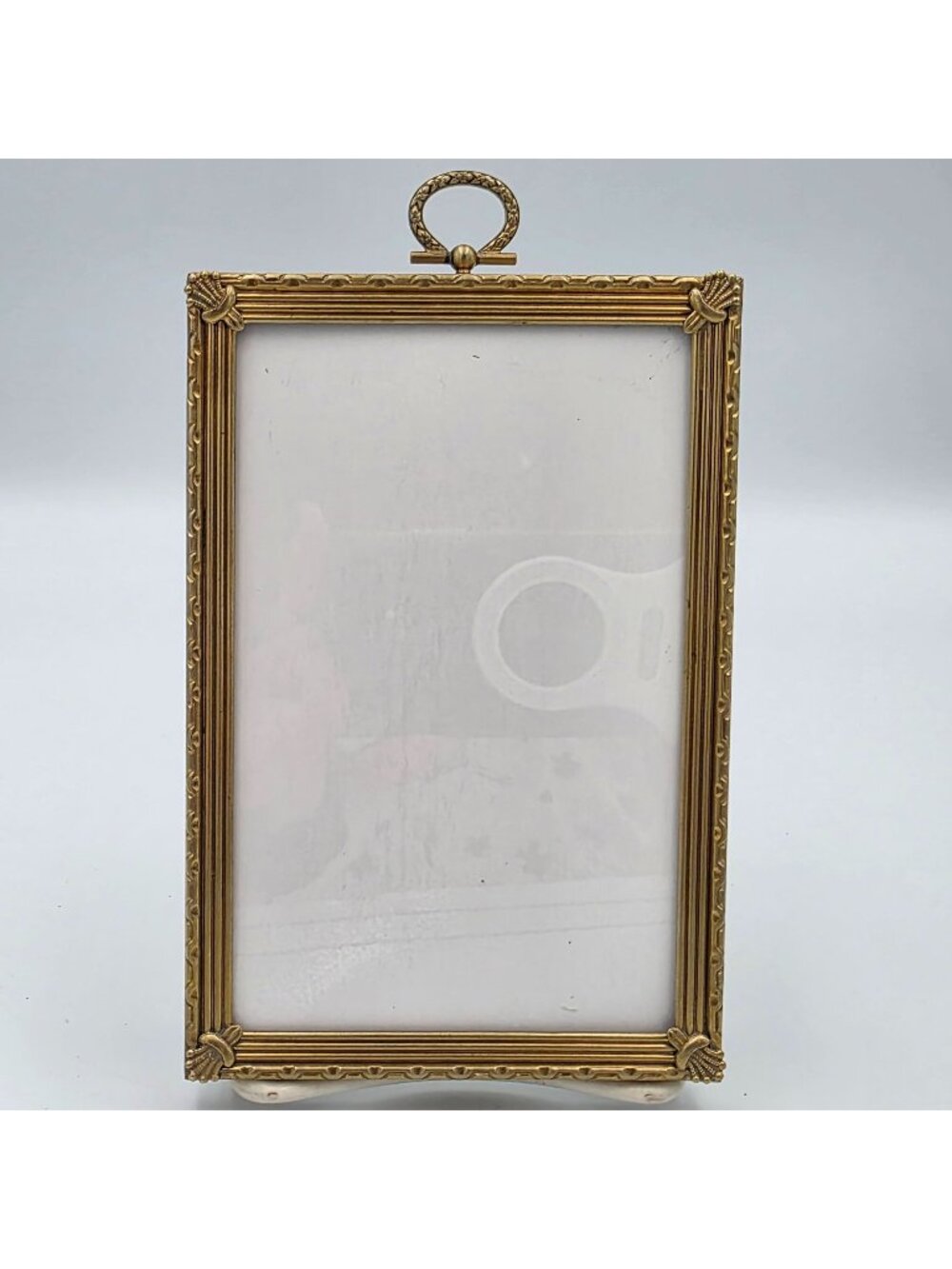 Antique Brass Picture Frame With Ornate Details Applied Corners 4x6 Inch Size
